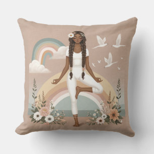 Almofada Serenidade no Equilíbrio Boho Yoga Travesseiro