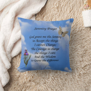 Almofada Serenity Prayer Butterfly Flower Inspiration