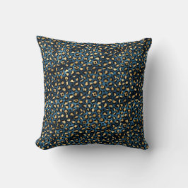 Almofada Série Leopardo Azul e Dourado Design 1