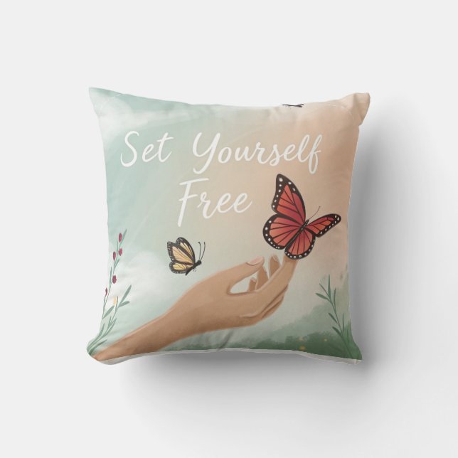 Almofada “Set Yourself Free – Butterfly Release Art” (Frente)