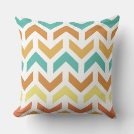 Almofada Setas Retro Chevron Orange Teal Dourado