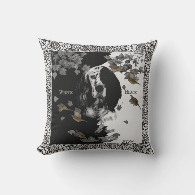 Almofada Setor inglês preto e branco (Frente)