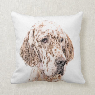 Almofada Setter Inglês Laranja Belton - Pintura de Cão