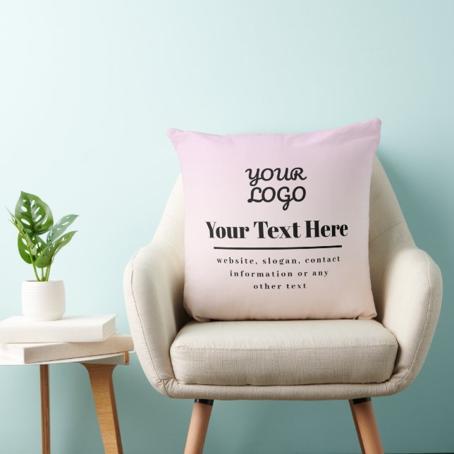 Almofada Seu logotipo e texto | Pink & Peach Ombre (Cadeira)