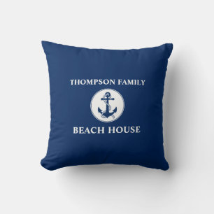 Almofada Seu nome é Beach House Rope & Anchor Blue