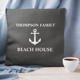 Almofada Seu nome é Beach House Vintage Anchor Ash Cinza
