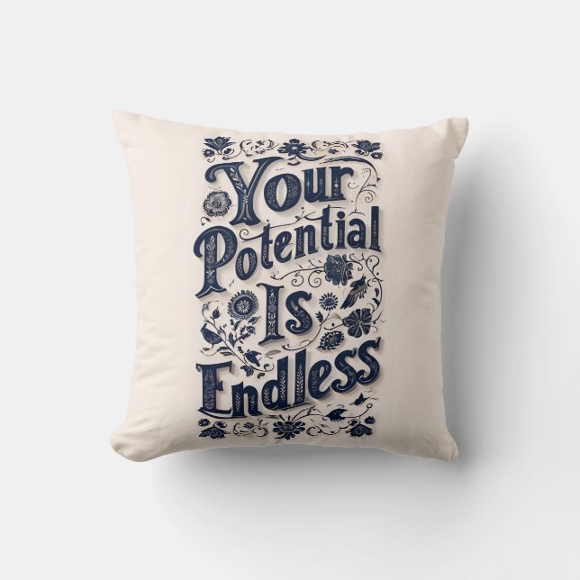 Almofada Seu Potencial É Um Fundo Infinito De Beige (Frente)