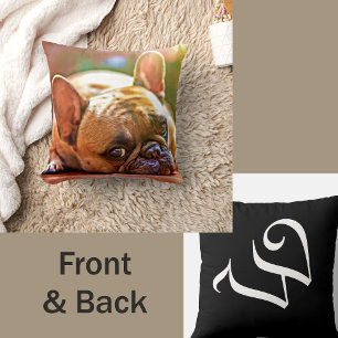 Almofada Seu Travesseiro decorativo Inicial Foto Pet French