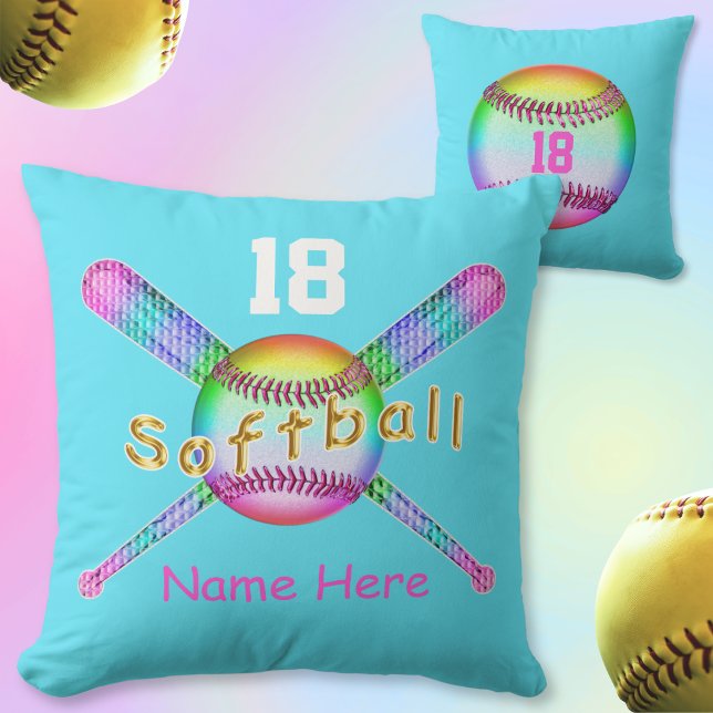 Almofada SEUS NOME e NÚMERO em travesseiros legal do (Softball pillow. Personalized softball gifts. Senior night softball gifts. Softball bedroom decor.)
