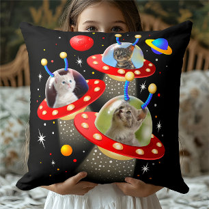 Almofada Seus Três Gatos Engraçado Tema De Alienígena Espac