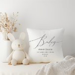 Almofada Sexo Whimsical Detalhes do Bebê Neutro<br><div class="desc">Apresentamos nosso travesseiro decorativo de detalhes de bebês imparcial em relação ao gênero — perfeito para qualquer estação, seja outono, inverno, primavera ou verão! Este travesseiro tem uma vibração boho-chic com caligrafia moderna e elegante e uma design minimalista a preto-e-branco. É bonito e único, com um toque de chique antigo,...</div>