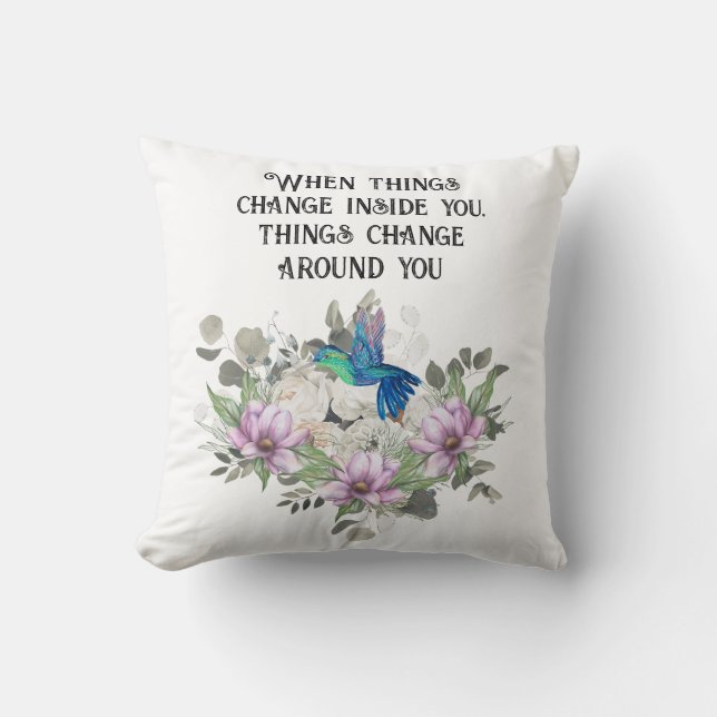Almofada Shabby chic flowers art and selflove quote (Frente)
