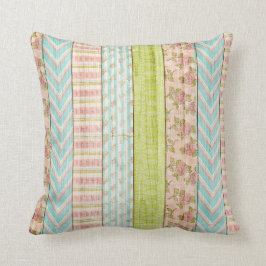 Almofada Shabby Rosa Pastel Patterno sobre Algodão de Madei