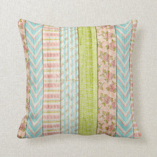 Almofada Shabby Rosa Pastel Patterno sobre Algodão de Madei