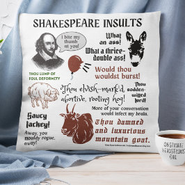 Almofada Shakespeare Insultos cita Boho Funny Literary