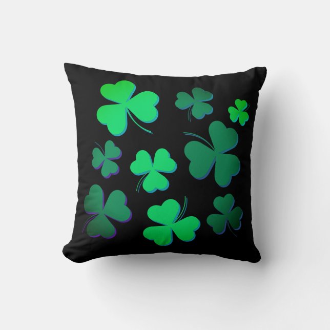 Almofada Shamrock Clover Ireland Modern Green & Black (Frente)
