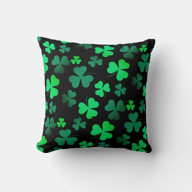 Almofada Shamrock Clover Ireland Modern Green & Black (Frente)