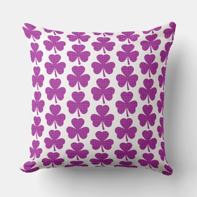 Almofada Shamrock Shape Plaid Pink Purple (Frente)