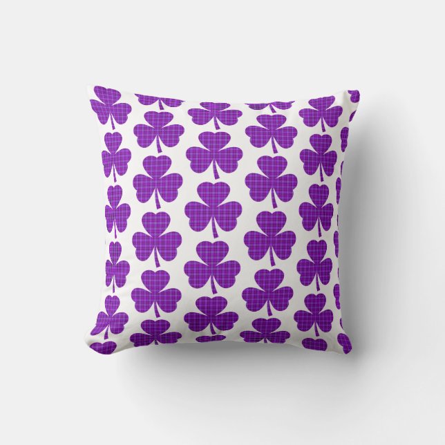 Almofada Shamrock Shape Plaid Purple (Frente)