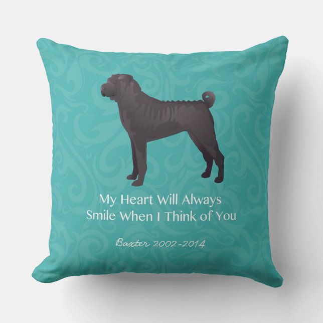 Almofada Shar Chinês Negro Pei Pensando em você Design (Frente)