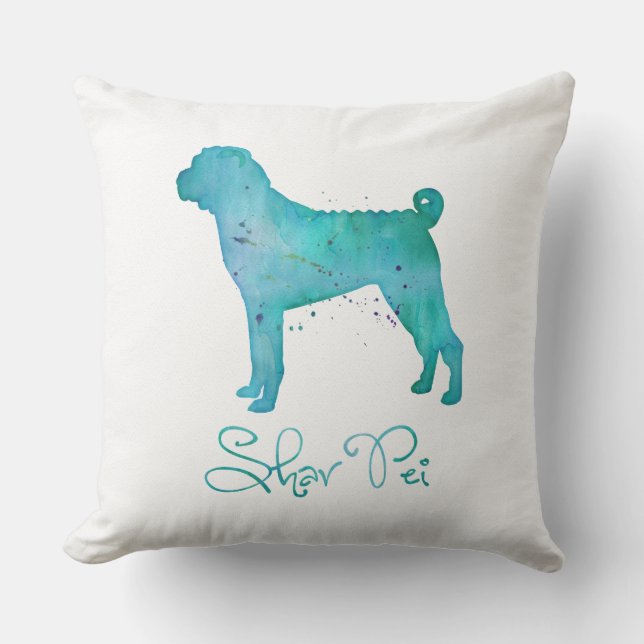 Almofada Shar Pei Watercolor Design (Frente)