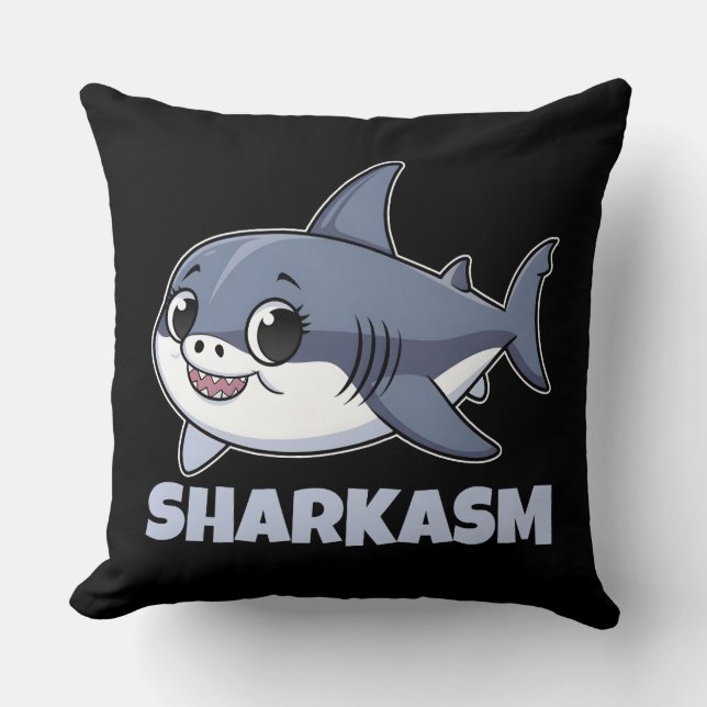 Almofada Sharkasm com Porbeagle Shark Baby Engraçado Pun (Frente)
