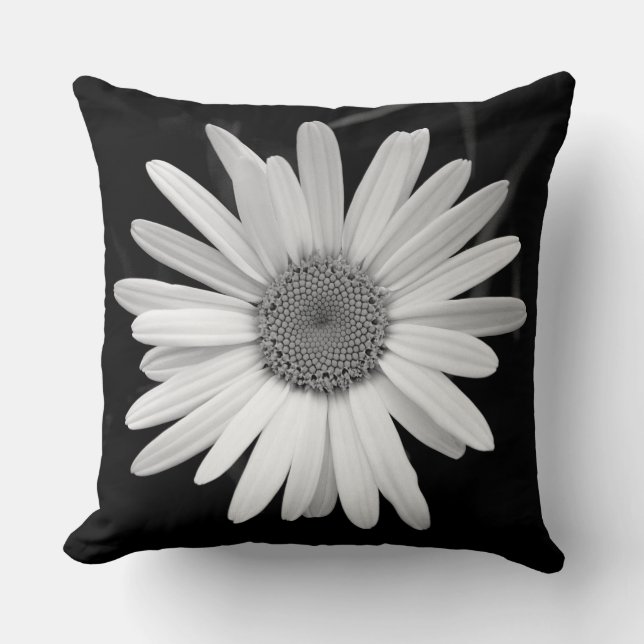 Almofada Shasta Daisy 01 - Preto e Branco (Frente)