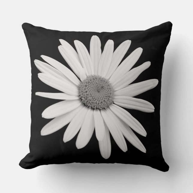 Almofada Shasta Daisy 02 - Preto e Branco (Frente)