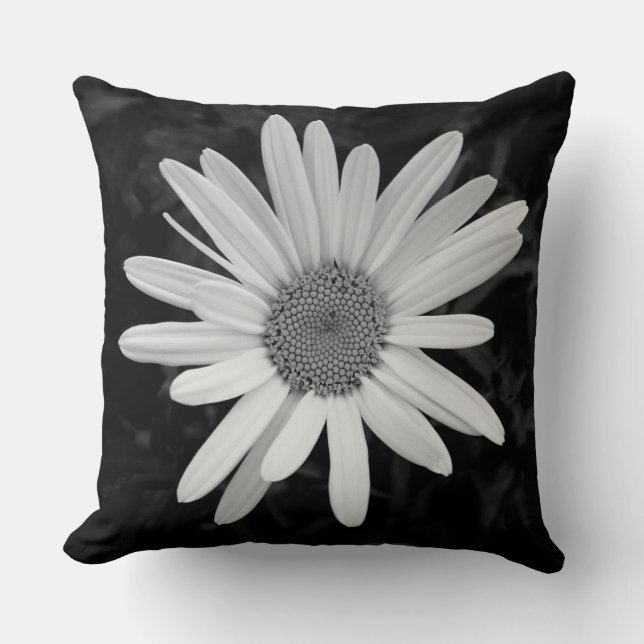 Almofada Shasta Daisy 03 - Preto e Branco (Frente)