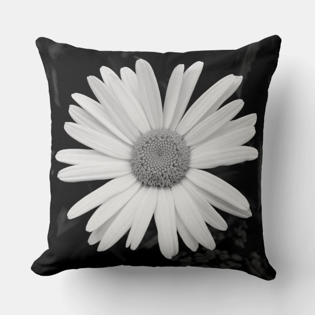 Almofada Shasta Daisy 04 - Preto e Branco (Frente)