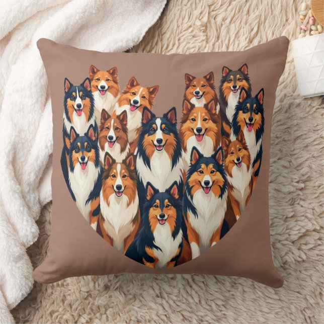 Almofada Sheltie Heart Illustration Cute Shetland Sheepdog (Cobertor)