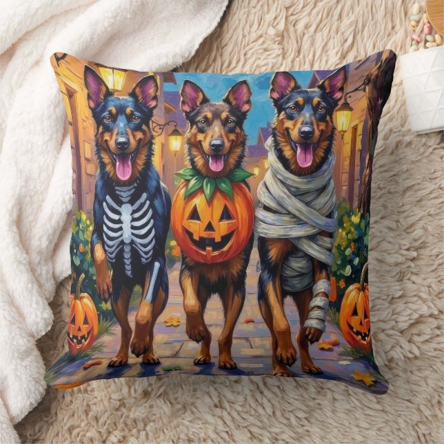 Almofada Shepherd Dogs Belga - Trick-or-Tratating Halloween (Cobertor)