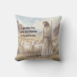Almofada Shepherd goes before them Bible Scripture