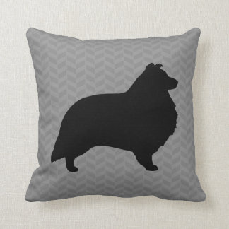 Almofada Shetland Sheepdog Cinza de silhueta Herringbone