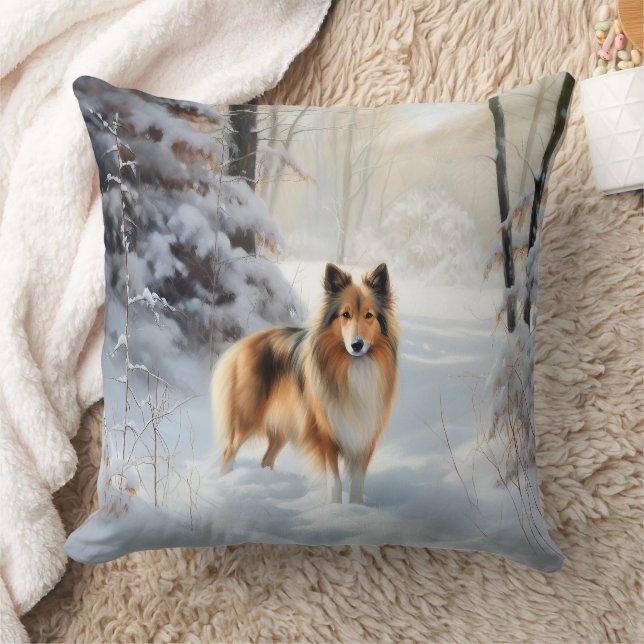 Almofada Shetland Sheepdog Deixe-o nevar no Natal (Cobertor)