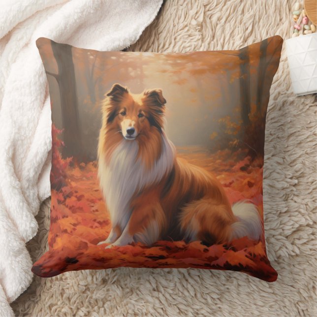 Almofada Shetland Sheepdog no outono deixa cair inspiração (Cobertor)