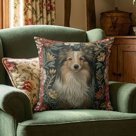 Almofada Shetland Sheepdog Sheltie Vintage William Morris