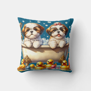 Almofada Shh Tzu Puppies em Bubble Bath