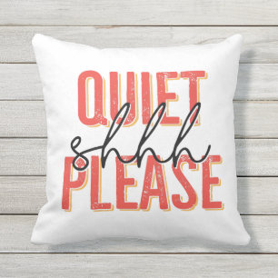 Almofada Shhh silêncio por favor (laranja/preto)
