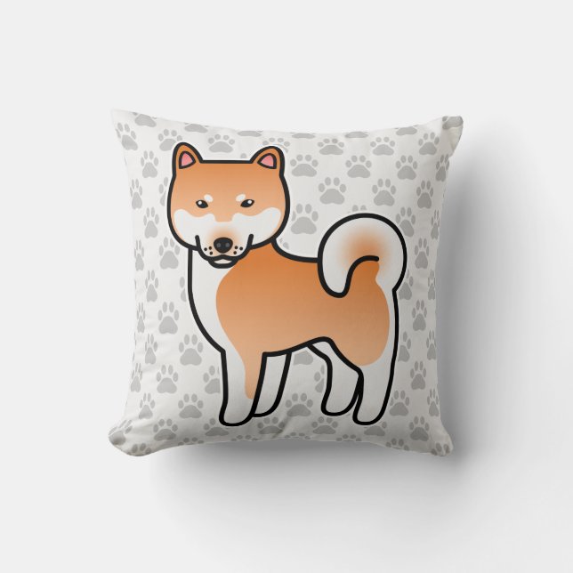 Almofada Shiba Inu Cartoon Vermelho (Frente)