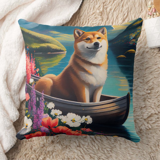 Almofada Shiba Inu em um remador: Uma aventura cênica (Cobertor)