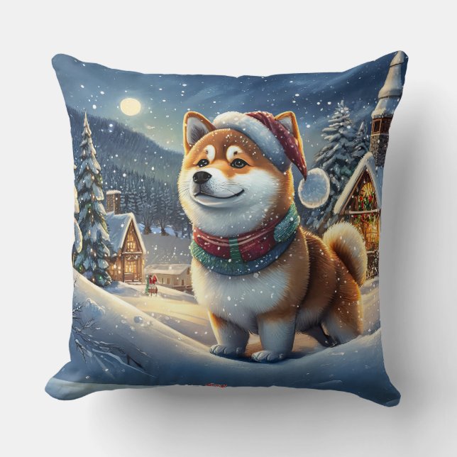 Almofada Shiba Inu Holiday Design por Rich AMeN Gill (Frente)