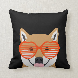 Almofada Shiba Inu - Óculos de coração giros - design branc