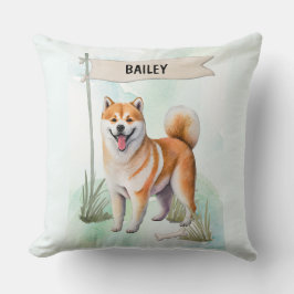 Almofada Shiba Inu Watercolor Personalized Dog