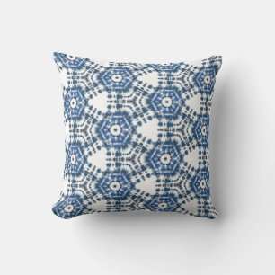 Almofada Shibori Abstrato Patterno Indigo Blue Tie Dye