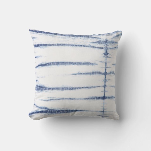 Almofada Shibori Stripe, Indigo Mais Recente (Frente)