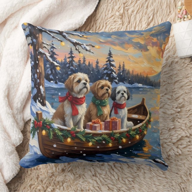 Almofada Shih Tzu Christmas Boat Holiday (Cobertor)