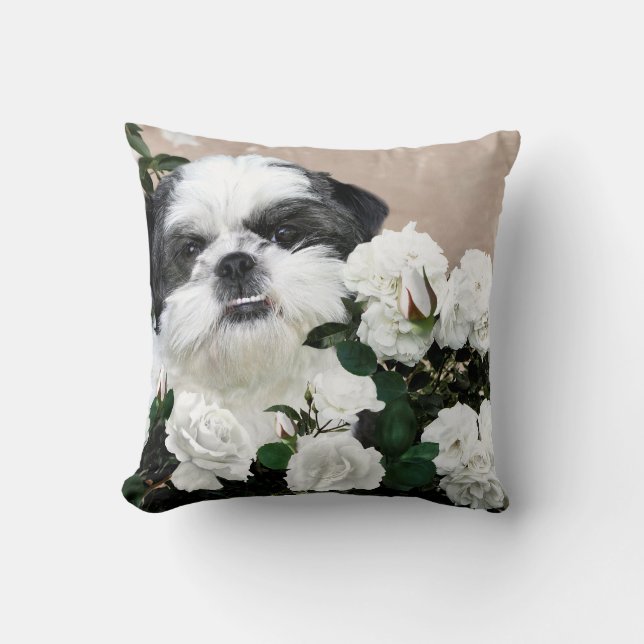 Almofada Shih Tzu e rosas (Frente)
