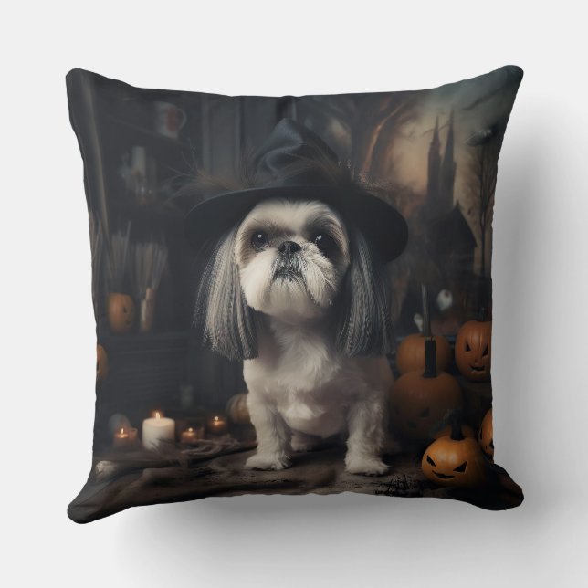 Almofada Shih Tzu Pumpkins Halloween Scary (Verso)