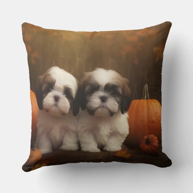 Almofada Shih Tzu Puppy Autumn Delight Pumpkin (Verso)